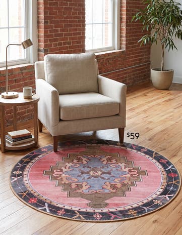 3' 6 x 3' 6 Washable Timeless Round Rug