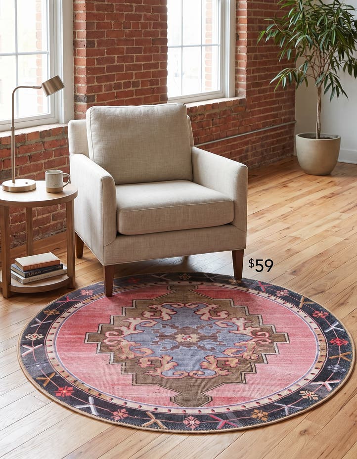 3' 6 x 3' 6 Washable Timeless Round Rug