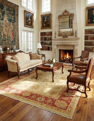 5' 9 x 8' 1 Hand Knotted Peshawar Ziegler Rug