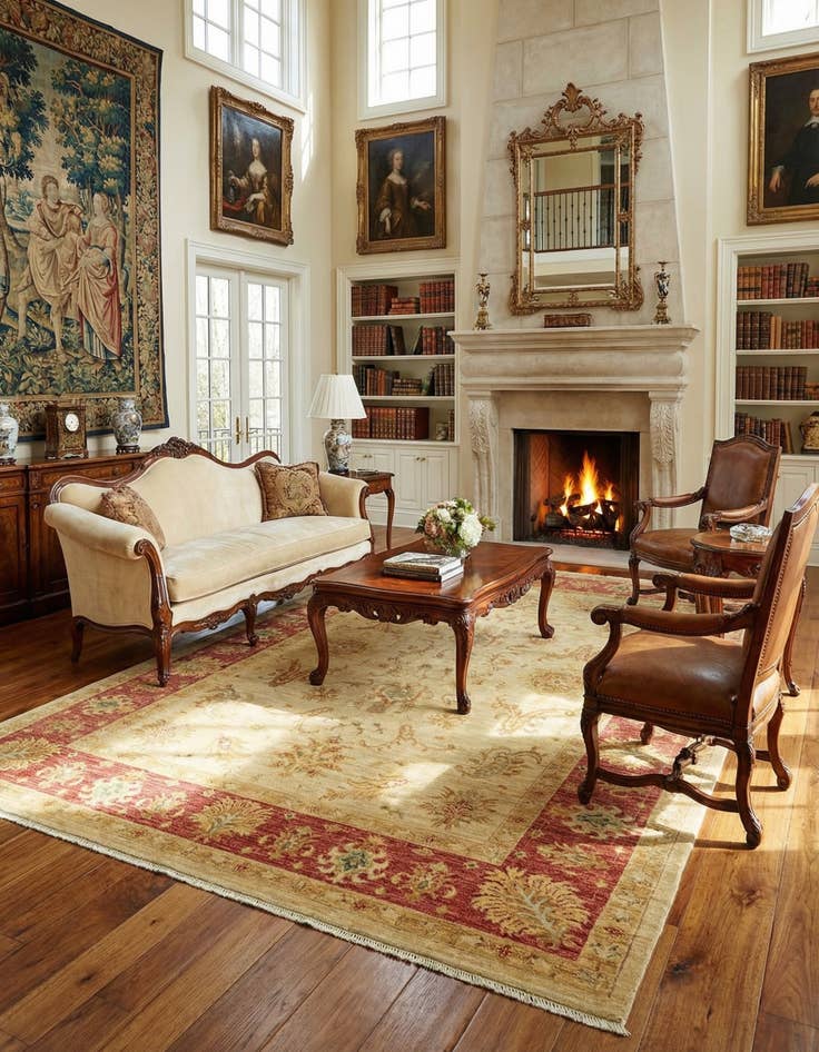 Detail image of  5' 9 x 8' 1  Hand Knotted Peshawar Ziegler Rug