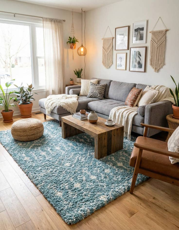 Detail image of  10' x 10' Moroccan Trellis Shag Square Rug