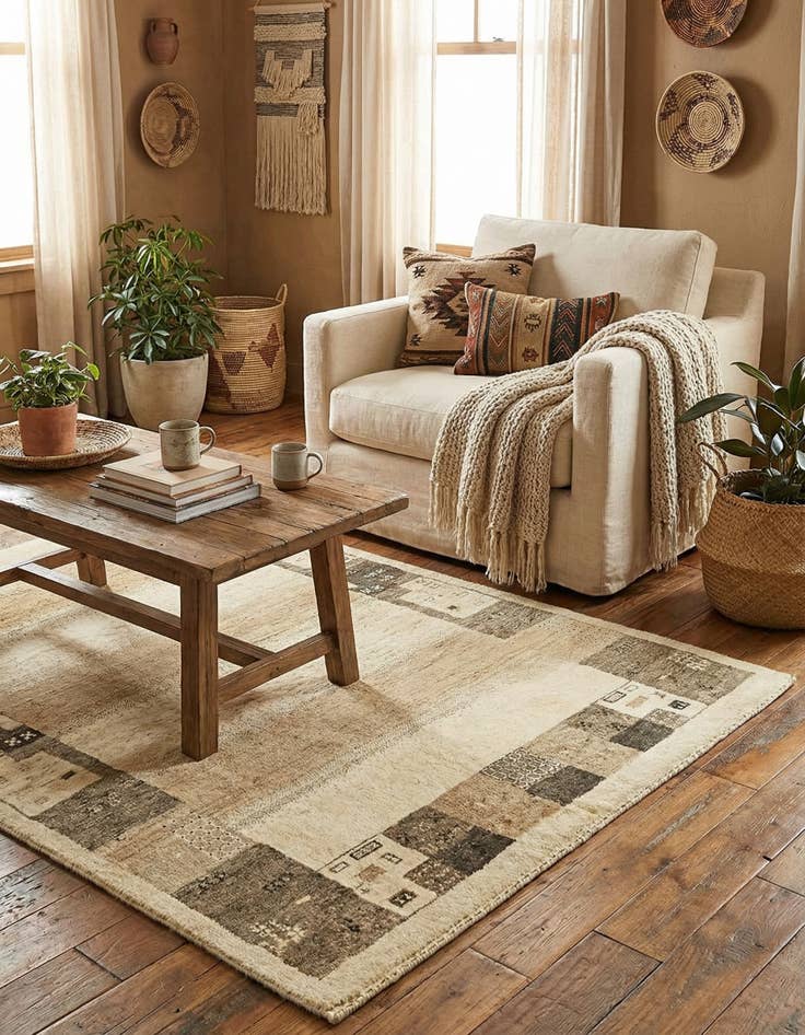 Detail image of  3' 10 x 6'  Hand Knotted Kashkuli Gabbeh Wool Rug