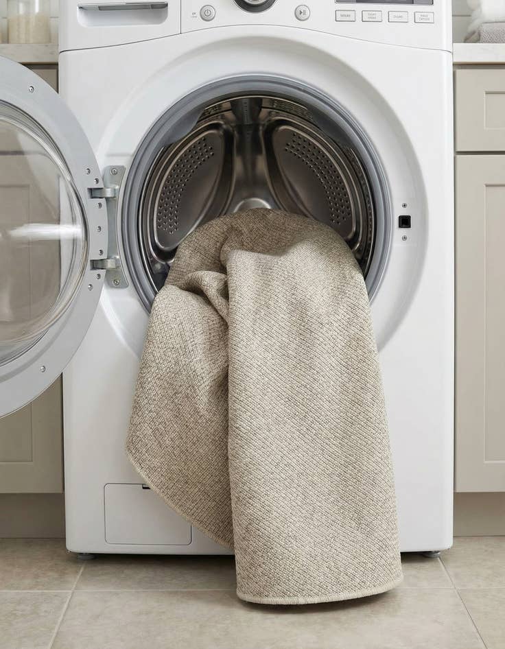 Detail image of 5' 3 x 5' 3  Washable Solid Indoor / Outdoor Round Rug