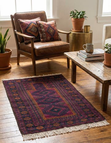 2' 9 x 4' 4 Hand Knotted Afghan Ersari Wool Rug
