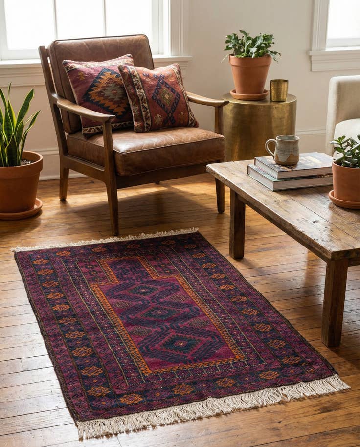 Detail image of 2' 9 x 4' 4 Hand Knotted Afghan Ersari Wool Rug