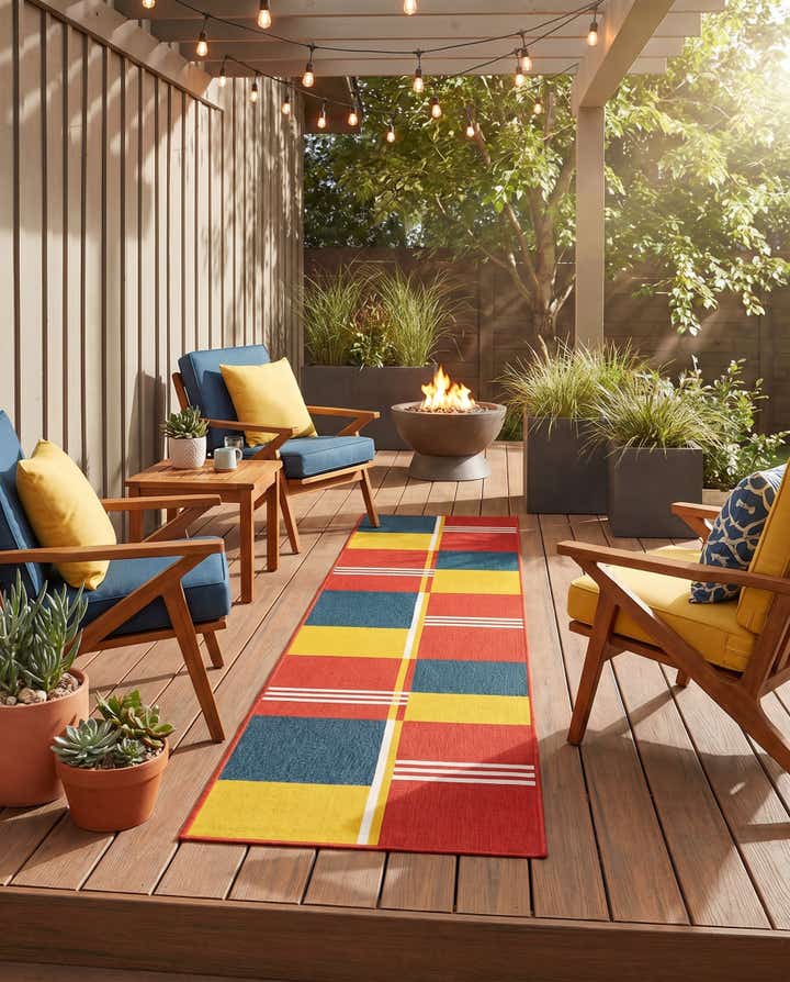 2' 7 x 12' Easy-Clean Modern Indoor / Outdoor Runner Rug