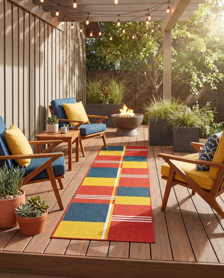 Detail image of 2' 7 x 12' Easy-Clean Modern Indoor / Outdoor Runner Rug