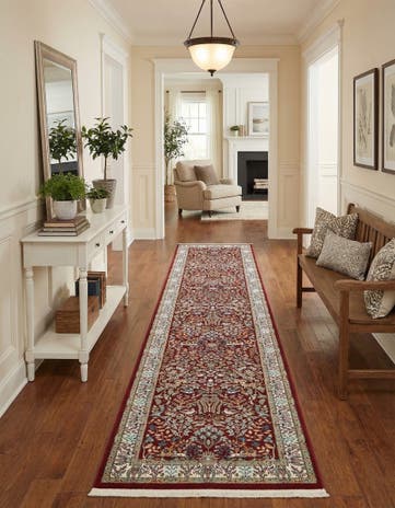 Burgundy Nain Design Runner Rug