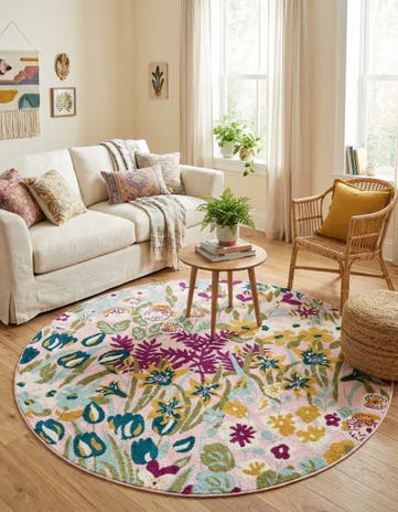 Pink Bloom Round Rug