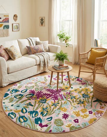 Pink Bloom Round Rug
