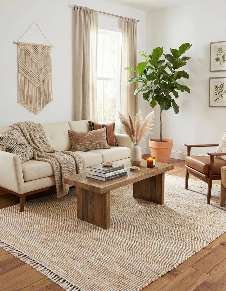 Detail image of  8' x 11'  Hand Woven Chindi Jute Rug