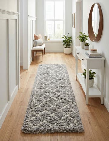 Ash Gray Infinity Shag Runner Rug