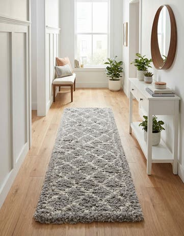 Ash Gray Infinity Shag Runner Rug