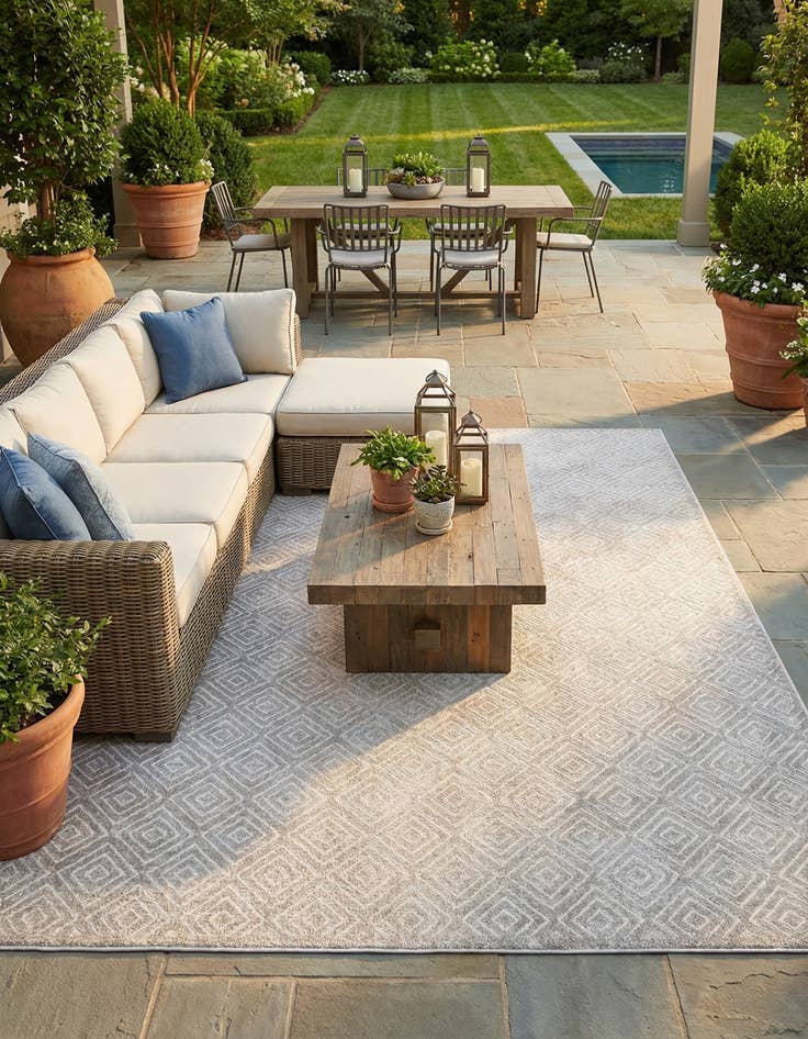 Detail image of 10' x 14' Easy-Clean Sabrina Soto Indoor / Outdoor Rug