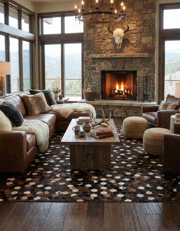 5' 1 x 8' 1 Cowhide Leather Rug