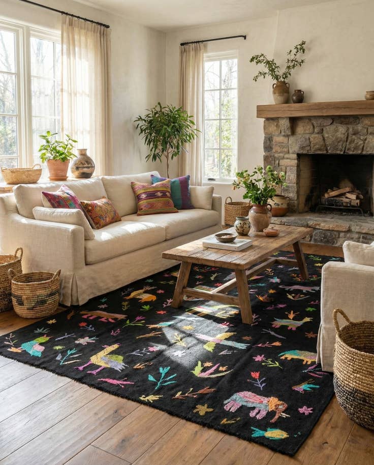 Detail image of 6' x 9' 5 Hand Woven Kilim Suzani Wool Rug