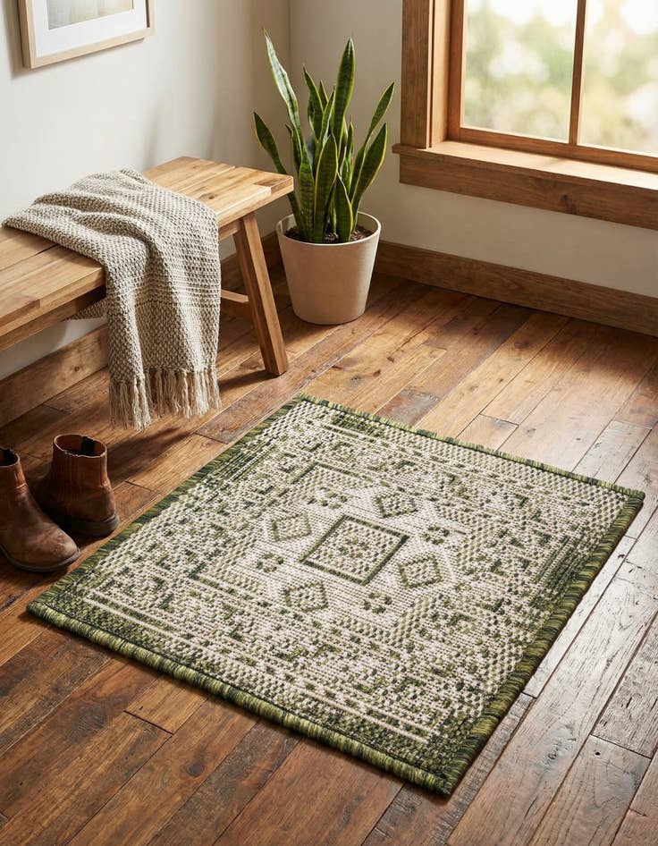 Detail image of 1' 4 x 1' 4  Washable Aztec Indoor / Outdoor Sample Rug