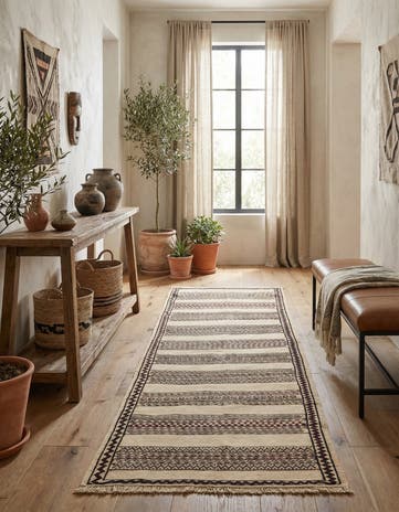 2' 3 x 6' 10 Hand Knotted Kilim Fars Persian Wool Runner Rug