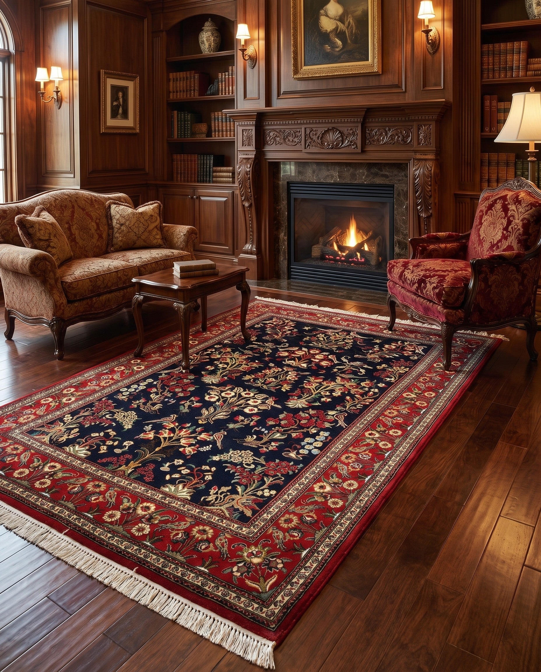 4' 9 x 6' 9 Hand Knotted Qom Persian Rug