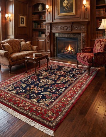 4' 9 x 6' 9 Hand Knotted Qom Persian Rug