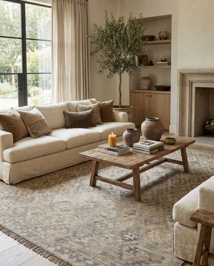6' 8 x 9' 9 Hand Woven Kilim Maymana Wool Rug