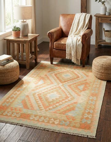 3' 2 x 5' Hand Woven Kilim Waziri Wool Rug