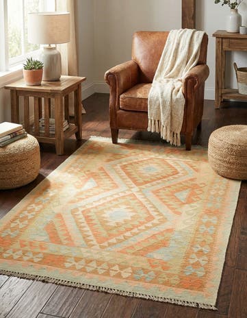 3' 2 x 5' Hand Woven Kilim Waziri Wool Rug