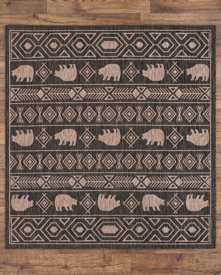 Detail image of 7' 10 x 7' 10 Easy-Clean Southwestern Indoor / Outdoor Square Rug