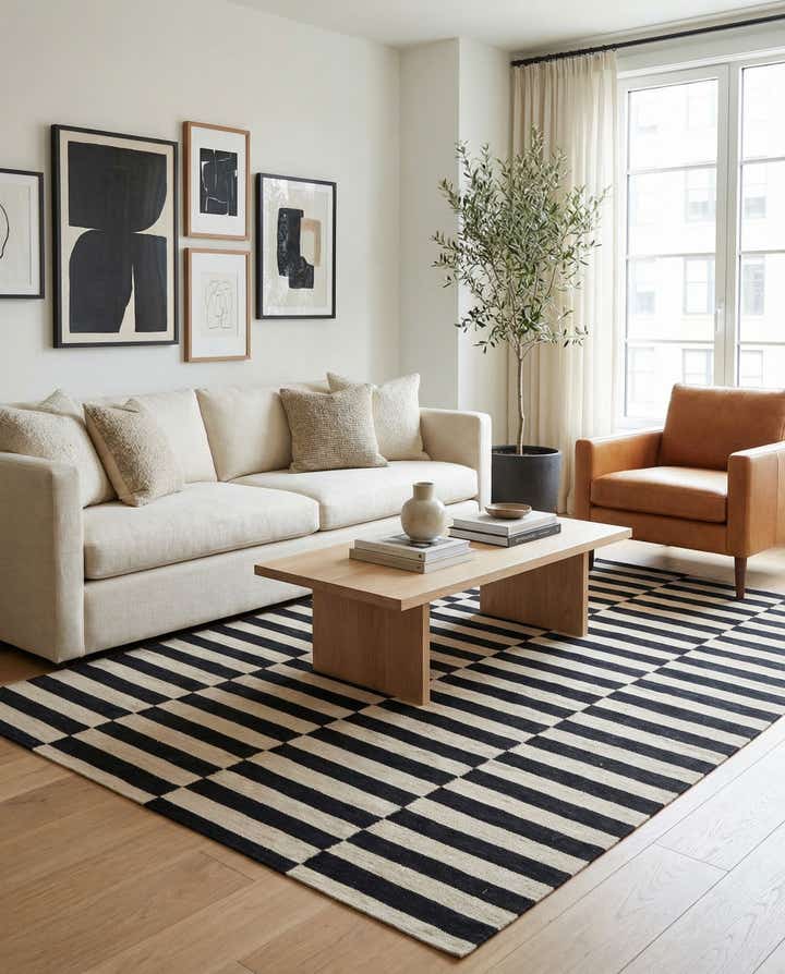 5' 7 x 7' 9 Hand Woven Kilim Modern Wool Rug