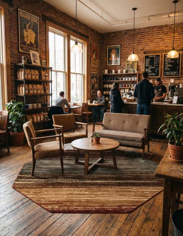 Beige Cafe Octagon Rug