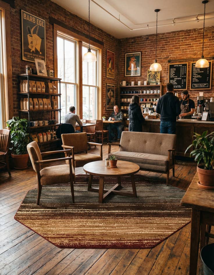 Detail image of 6' x 6' Coffee Shop Octagon Rug