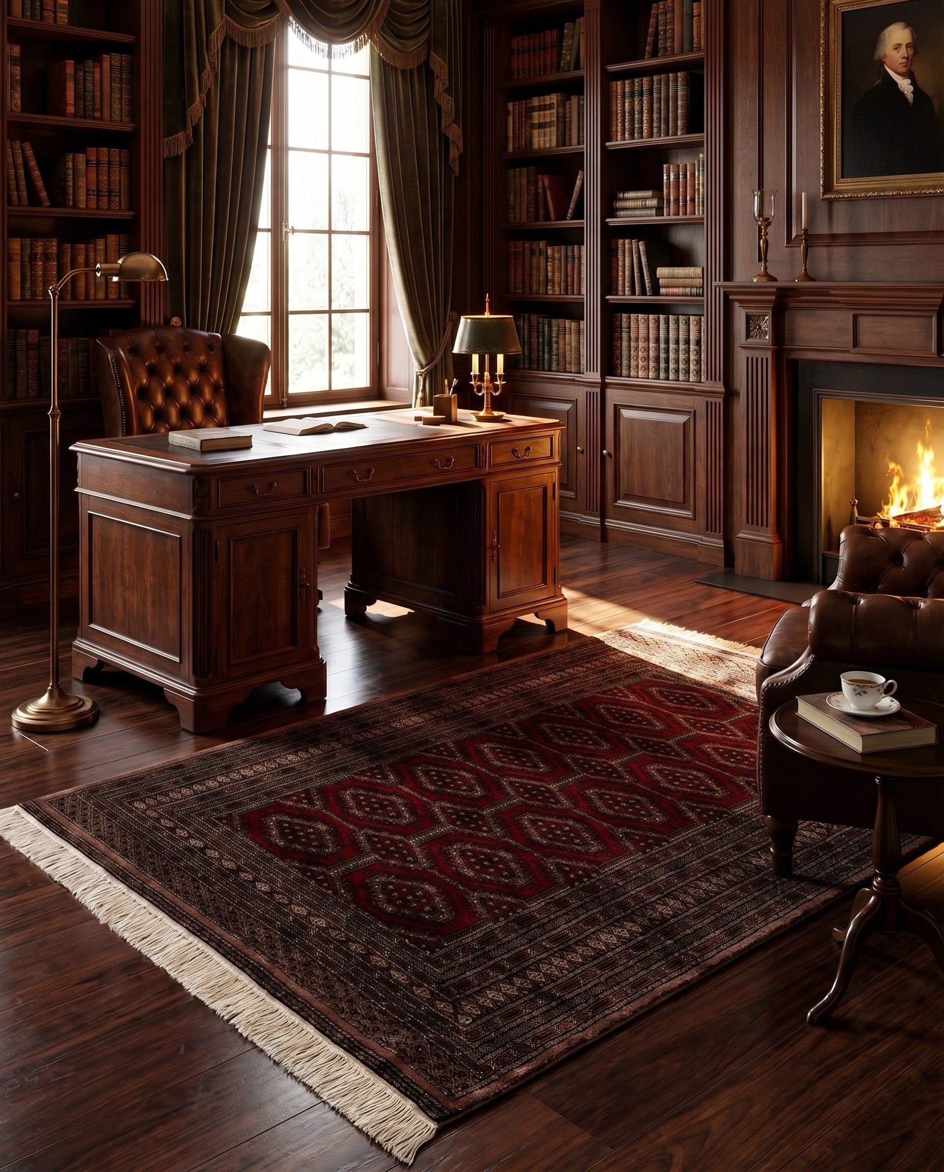 4' 4 x 5' 11 Hand Knotted Bokhara Oriental Wool Rug