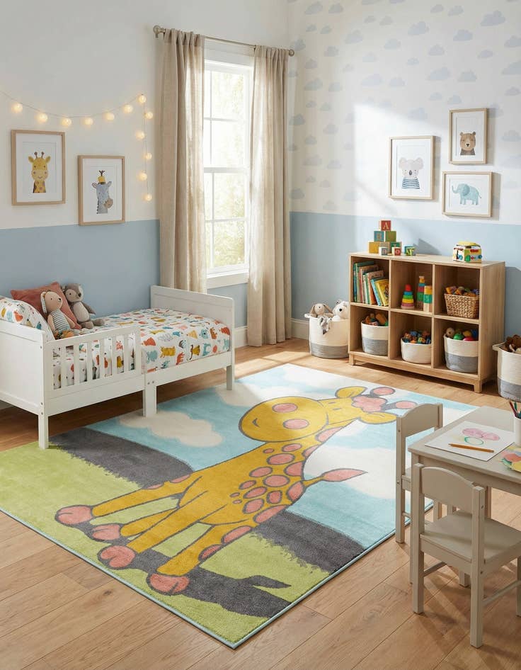 Detail image of 7' 10 x 10' Giraffe Whimsy Kids Rug
