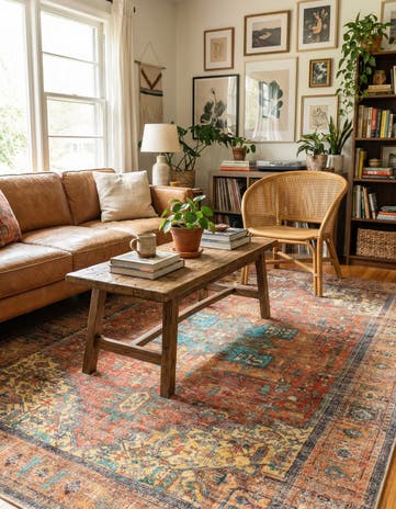 Rust Red Washable Timeless Rug