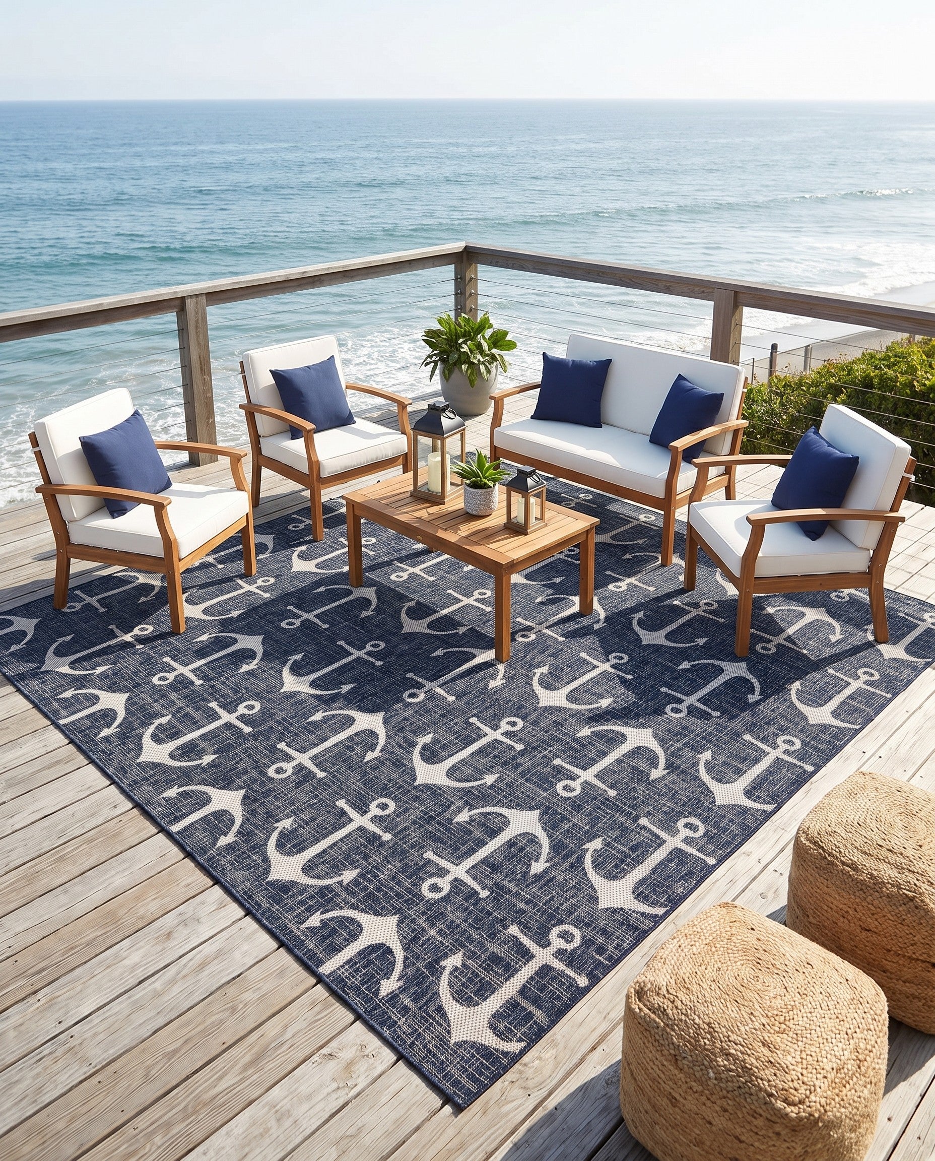 10' x 10' Easy-Clean Coastal Indoor / Outdoor Square Rug