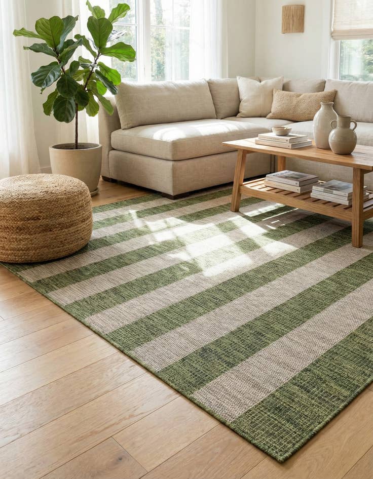Detail image of 7' 10 x 11'  Washable Striped Indoor / Outdoor Rug
