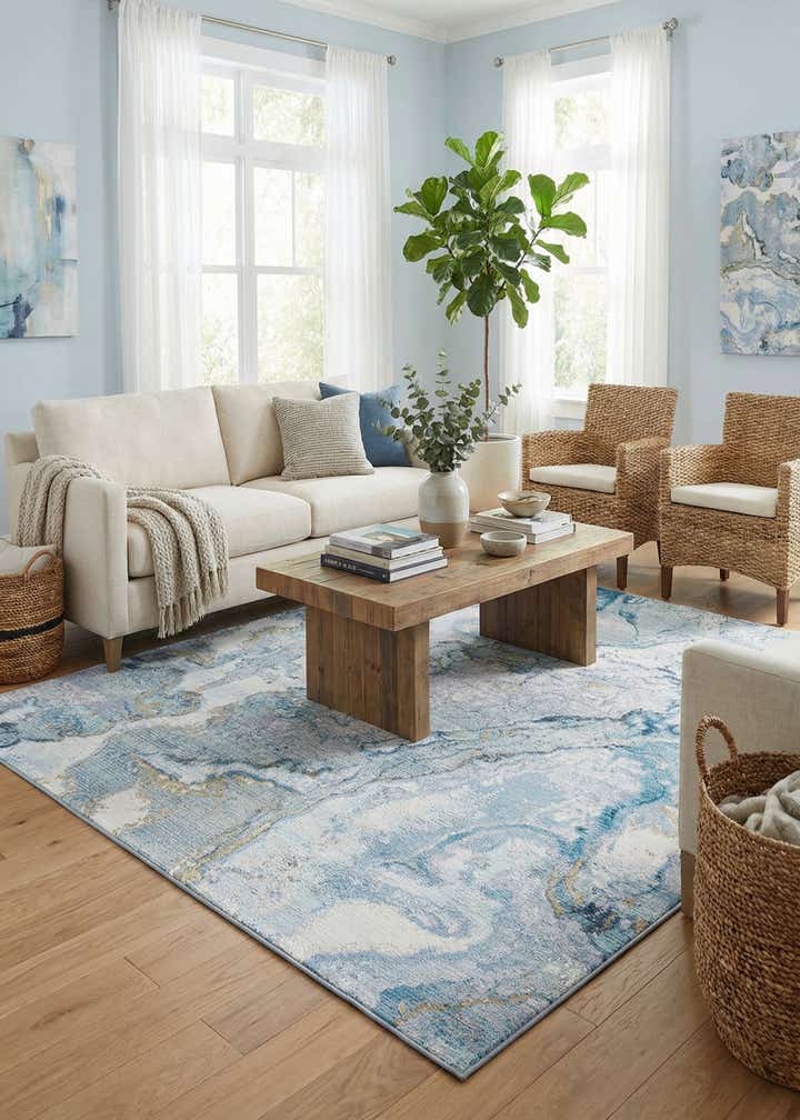 7' 10 x 7' 10 Easy-Clean Modern Indoor / Outdoor Square Rug