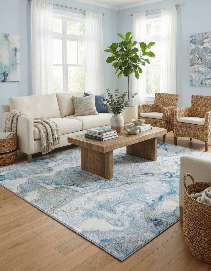 Detail image of  7' 10 x 7' 10  Washable Modern Indoor / Outdoor Square Rug