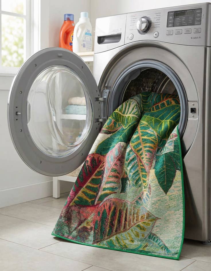 Detail image of 4' x 6'  Washable Botanical Indoor / Outdoor Rug