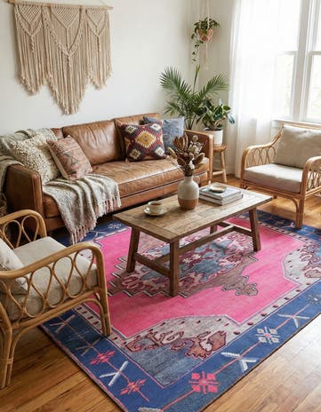 Fuchsia Washable Timeless Square Rug