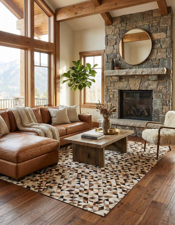 Detail image of  5' 1 x 7' 11 Cowhide - Patchwork Rug