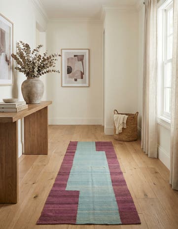 2' 4 x 6' 8 Hand Woven Kilim Modern Wool Runner Rug