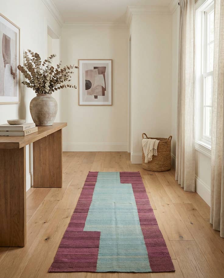 Detail image of 2' 4 x 6' 8 Hand Woven Kilim Modern Wool Runner Rug