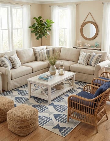 10' x 10' Easy-Clean Coastal Indoor / Outdoor Square Rug