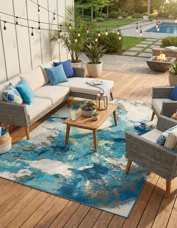 6' 1 x 9' Easy-Clean Modern Indoor / Outdoor Rug