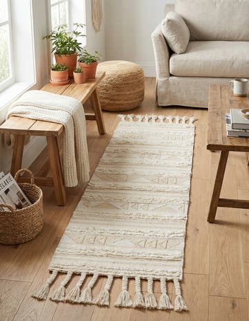 Ivory Hand Woven Arizona Wool Runner Rug