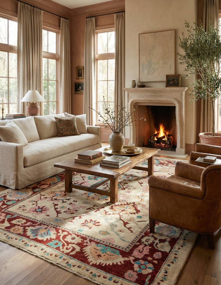 Detail image of 9' 4 x 12' 2  Hand Knotted Oushak Wool Rug