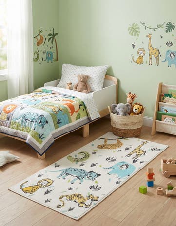 Ivory Animals Whimsy Kids Runner Rug