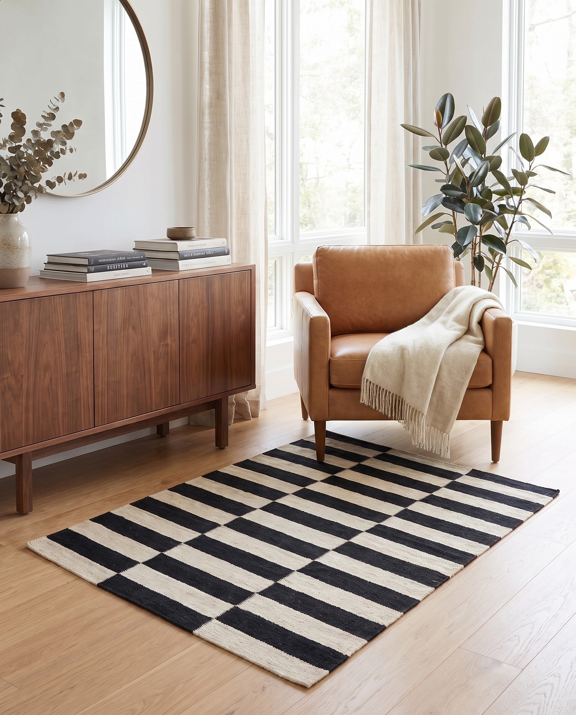 3' 4 x 4' 10 Hand Woven Kilim Modern Wool Rug