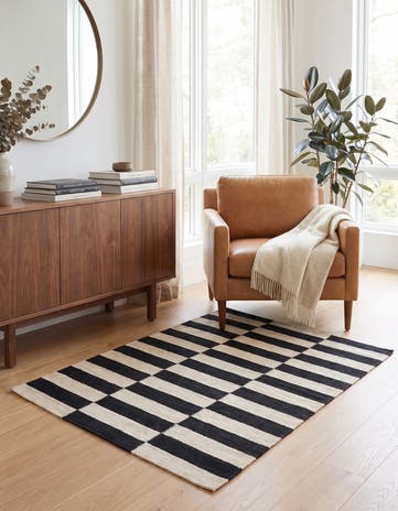 3' 4 x 4' 10 Hand Woven Kilim Modern Wool Rug